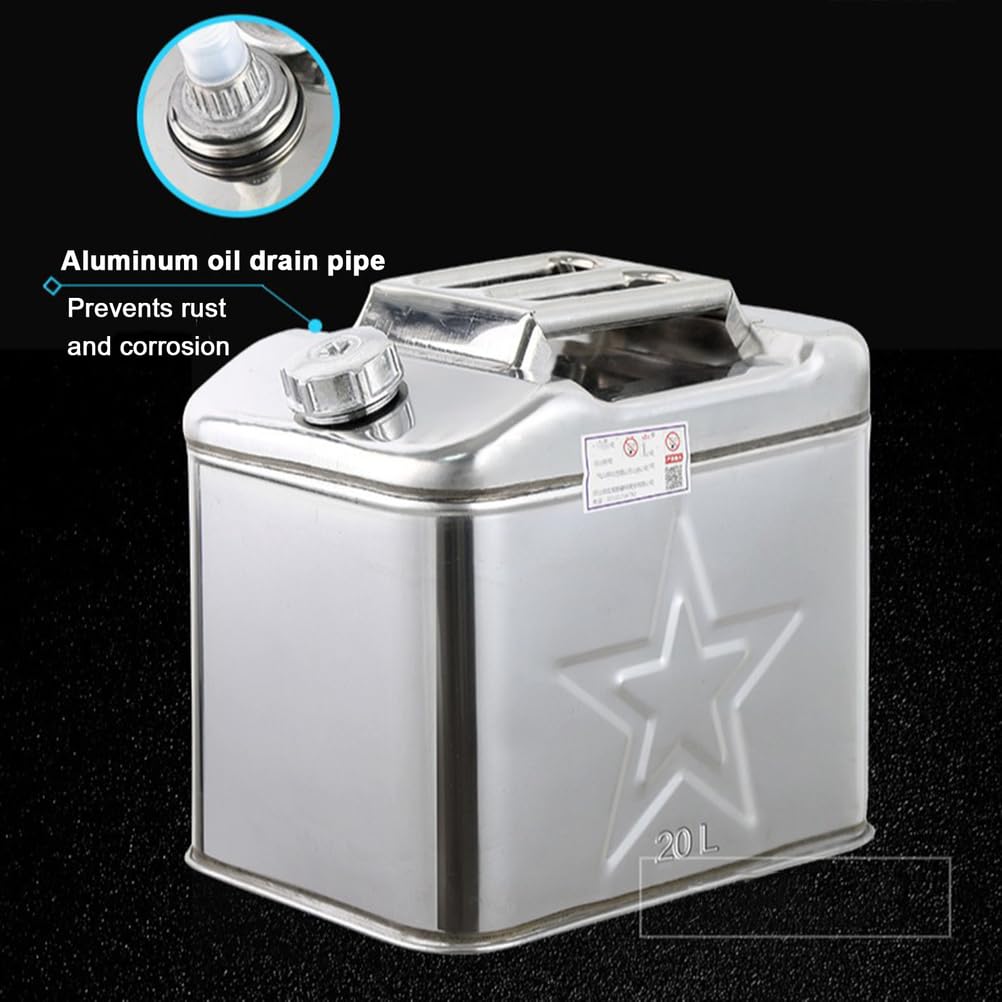 Generisch 5l 10l 15l 20l Kraftstoffkanister Für Benzin, Diesel, Tankbehälter, Backup, Benzinkanister Mit Plastic Hose, Edelstahl-Reservekanister Für Motorrad, Auto, Rasenmäher,15L