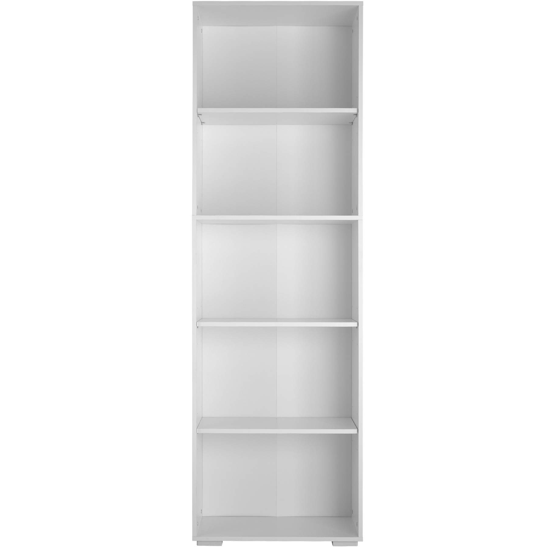 tectake® Scaffale per Libri con 5 Ripiani, Libreria Verticale Salvaspazio, Arredamento Ufficio e Casa, Libreria da Parete, Design Robusto in MDF, Facile da Pulire - Bianco
