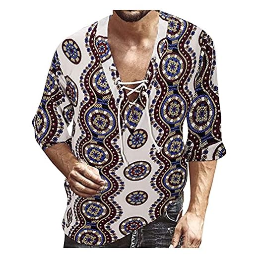 Blus Överdelar Skjortor T-shirt Herr Sommarmode Casual Tie-in Digital Print Sleeves Shirt Top (L,4flerfärgad)