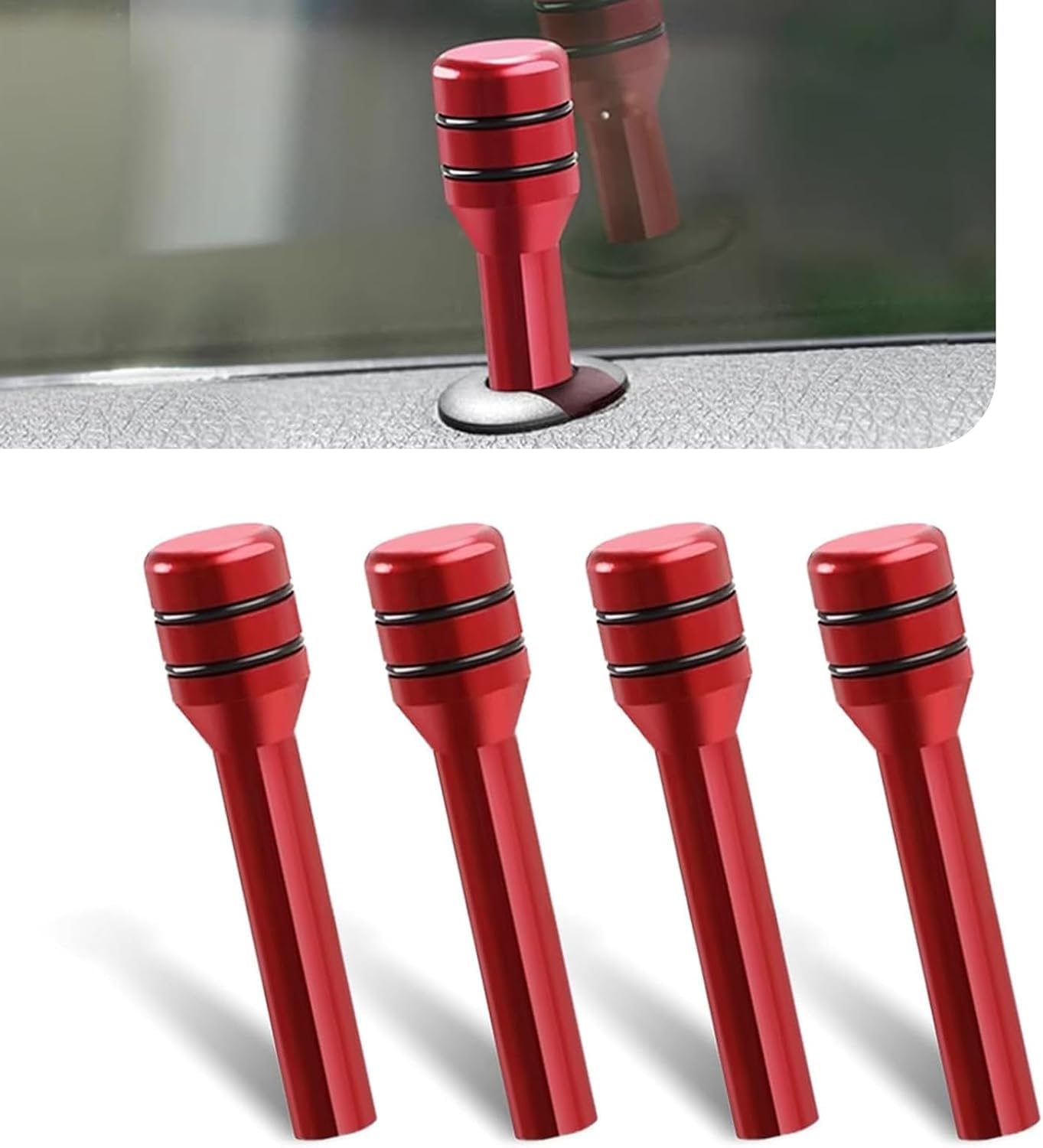 Aluminum Alloy Door Lock Knobs for ZS EV 2026 Year Onwards All Models of Morris Garages (MG) Aluminum Alloy Car Interior Door Lock Knob Pull Pins Universal for All Cars (Red)