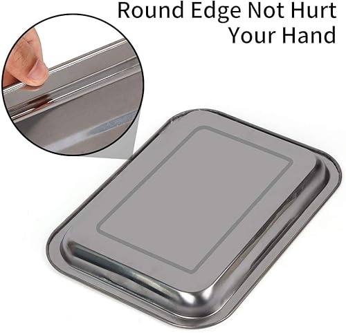 Miniatura 2 de Paquete de 5 bandejas quirúrgicas, bandeja médica de acero inoxidable, instrumentos de laboratorio para procedimientos dentales, herramienta de