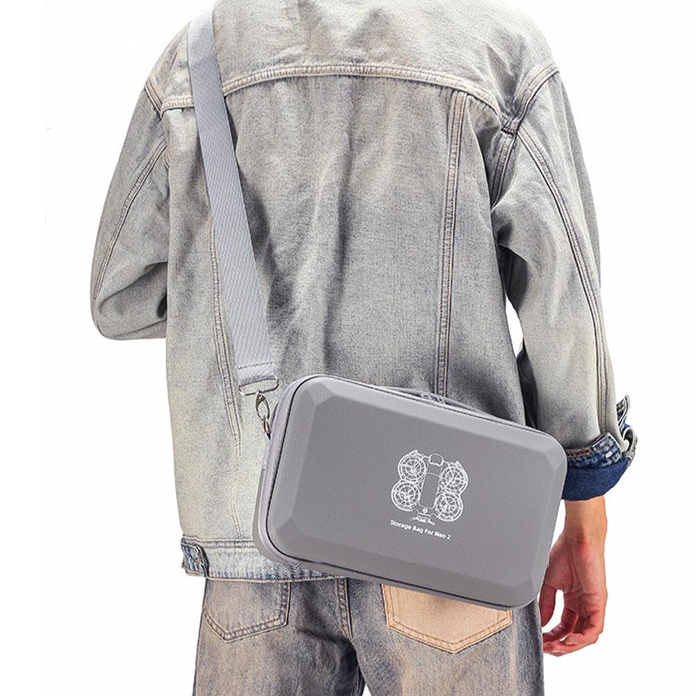 Custodia per drone DJI Neo 2, custodia da viaggio rigida in poliuretano resistente con tracolla per drone, telecomando, batterie e accessori, grigio, Flypack, moderno