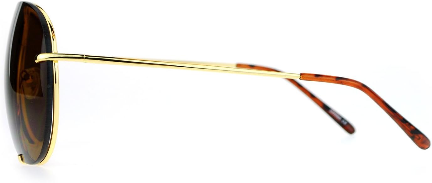 JuicyOrange Oversized Round Pilot Sunglasses Metal Rims Behind Lens Spring Hinge - Image 4