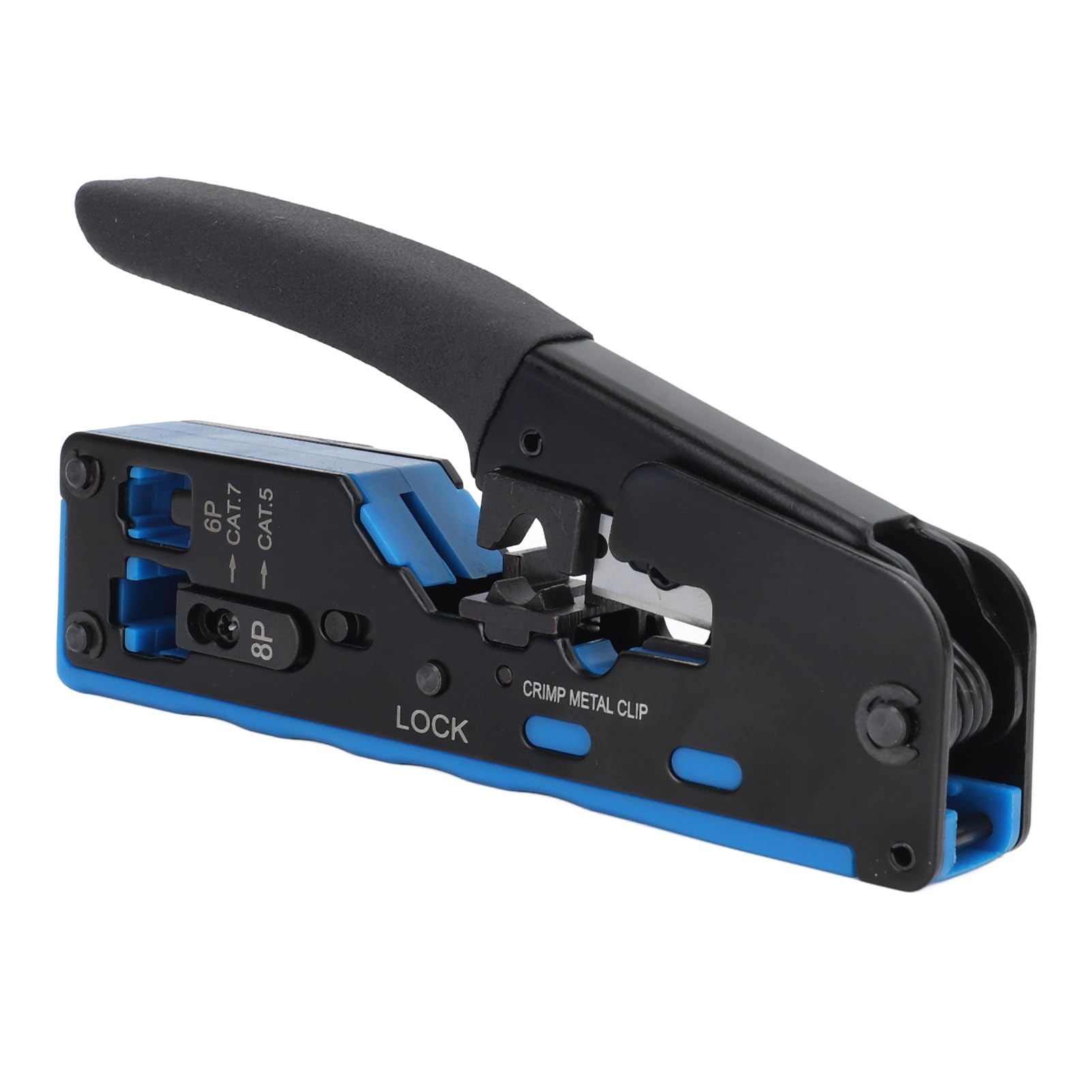 Kit d'outils de sertissage RJ45, outil de sertissage de câbles réseau, outil de dénudage et de coupe, testeur Cat5e Cat6 Cat6a Ethernet professionnel compact léger SK5 en acier