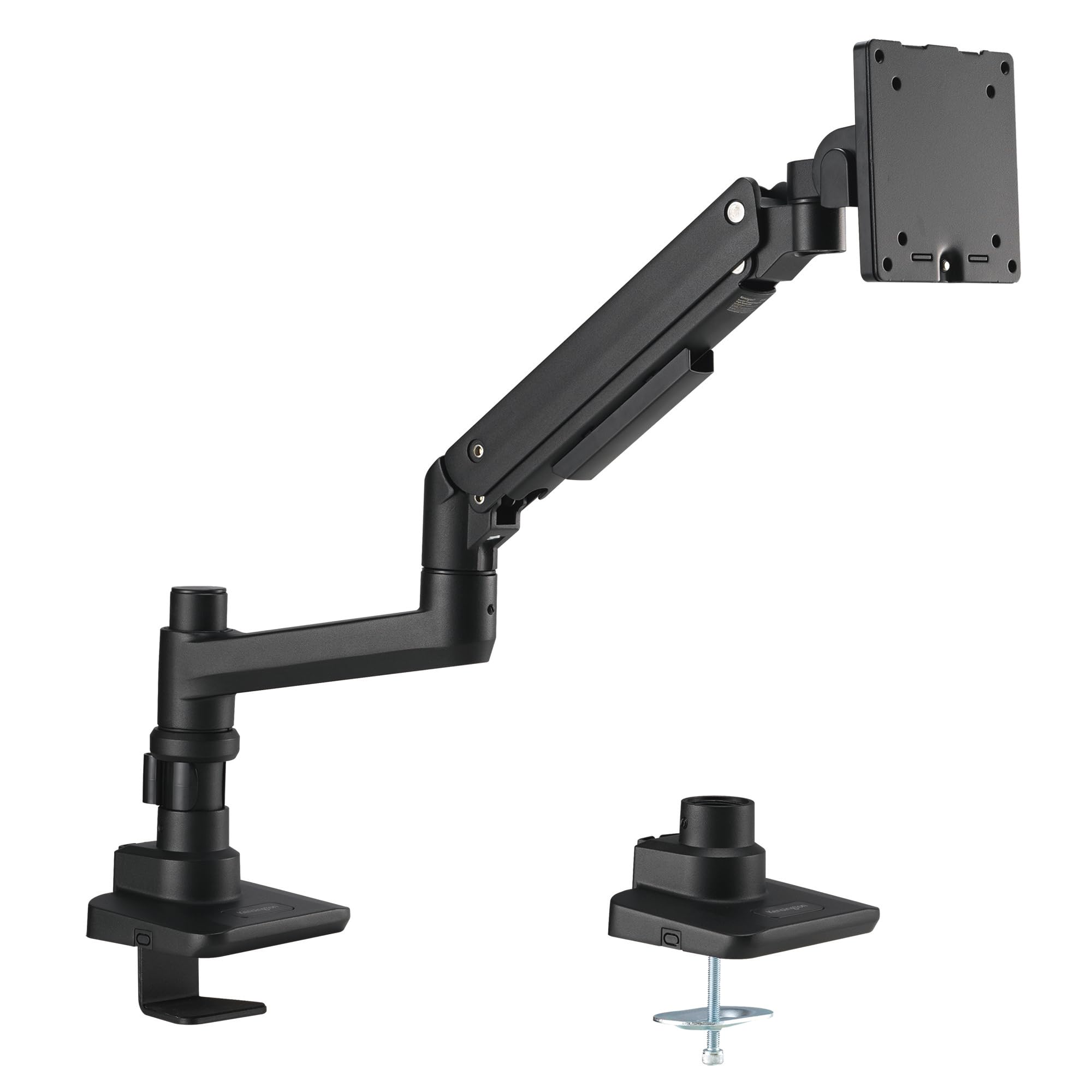 7110017256060-Kensington/SKILCRAFT Heavy-Duty Fully Articulating Gas-Spring Ergonomic Single Monitor Arm - 49" - Black by AbilityOne – Aluminum