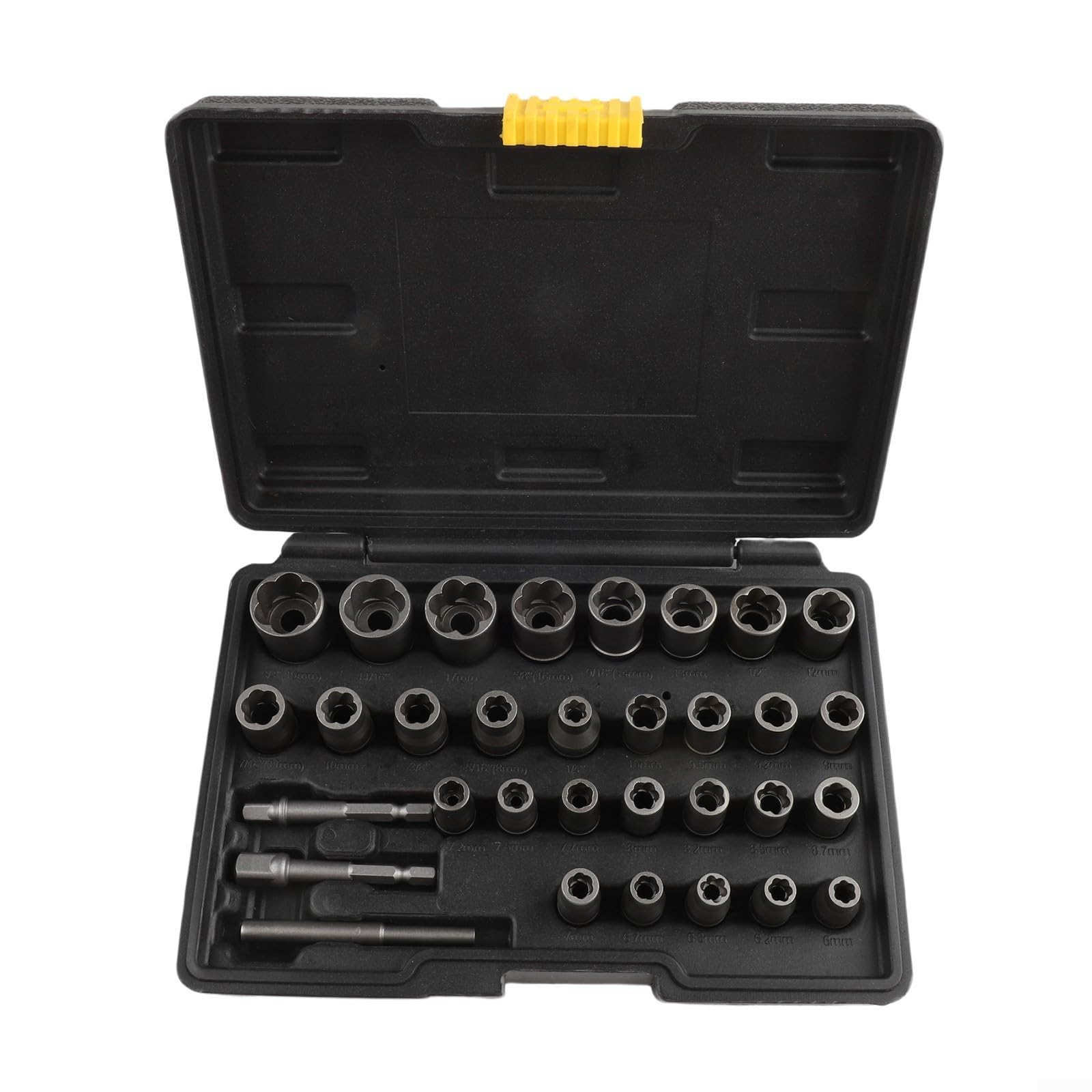 Juego de extractores de tuercas Bolt Plus de 32 piezas con 0. y pernos dañados más tuercas en Home Plus Work 25 y 3 sobre 8 adaptadores para quitar óxido