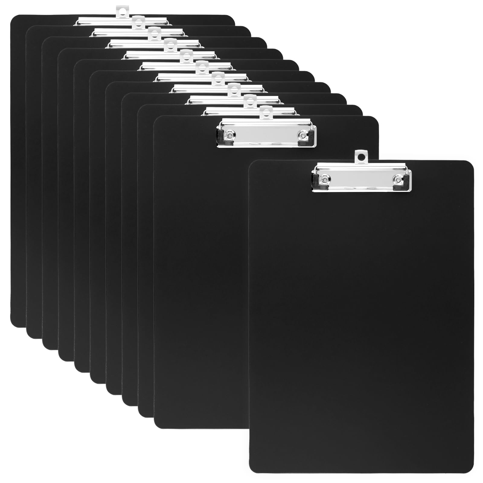 ZEONHEI 10 Packs A4 Plastic Clipboards, Black Secure Holder with Hanging Hole, Clipboard Folder