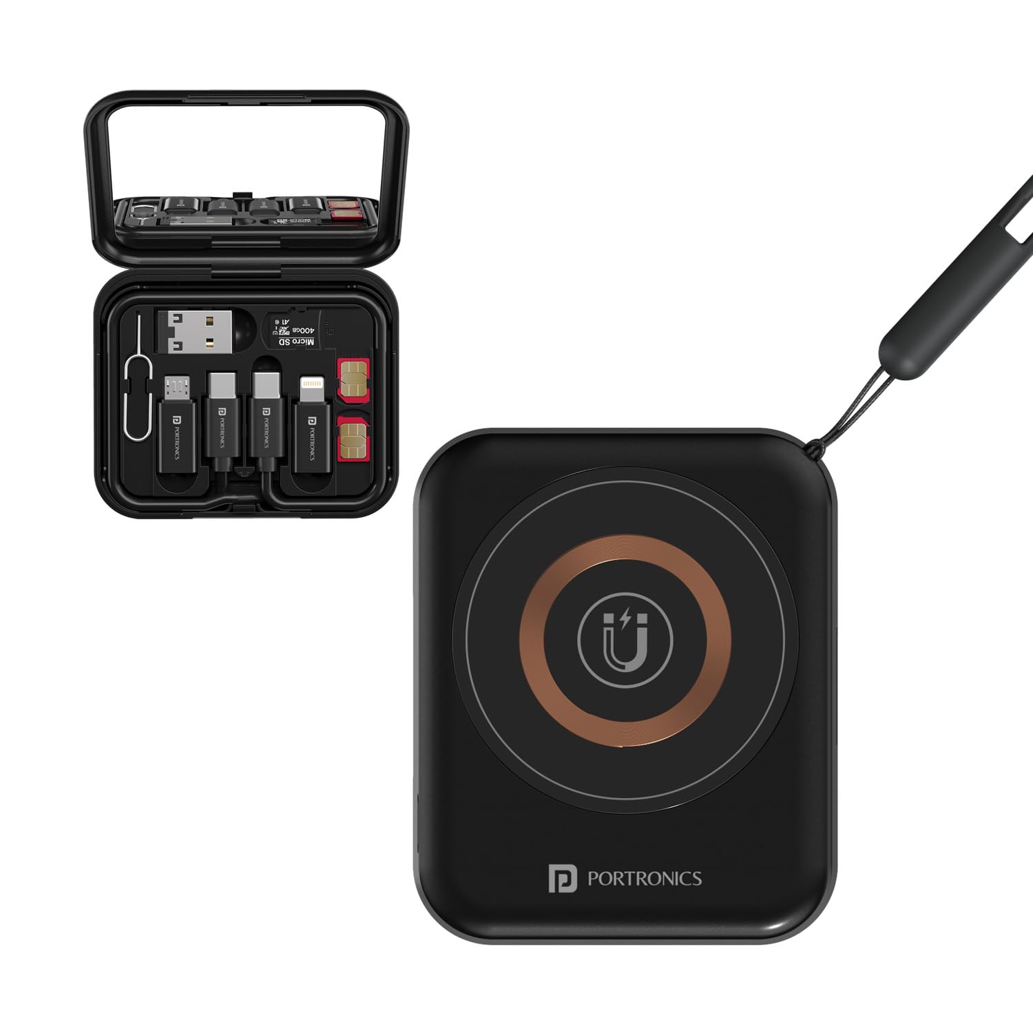 Portronics Smartpod 3 in 1 Wireless Charger with Multifunctional Cable & Cleaning Kit, Makeup Mirror, 60W Type C Cable, Mobile Stand, 5 in 1 Cleaning Kit, 15W Wireless Output, Light Weight (Black)-picture-28