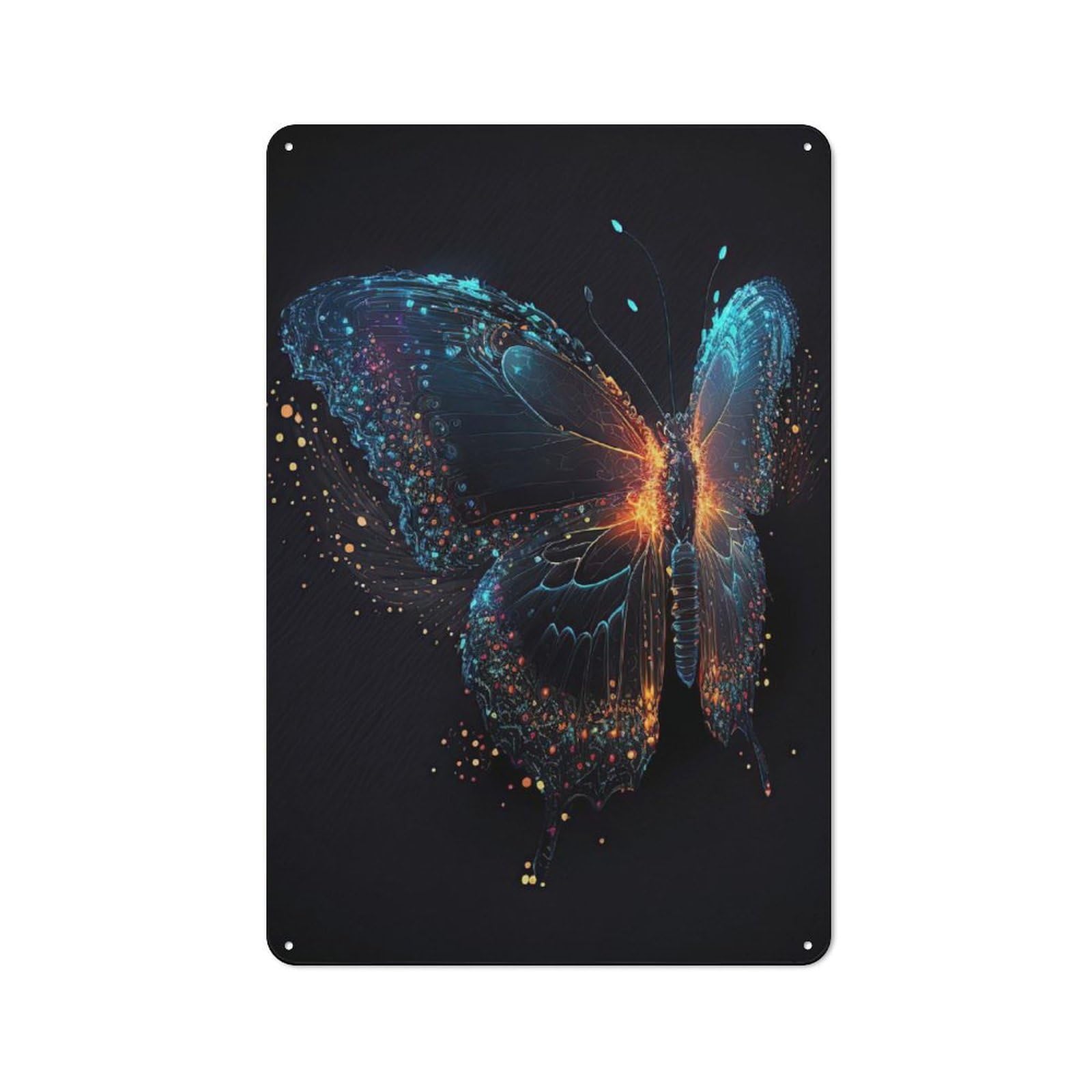 Butterfly Colorful Understated Metal Wall Decor 30x20cm, Office Metal Sign for Office, Study, Studio Or Hallway