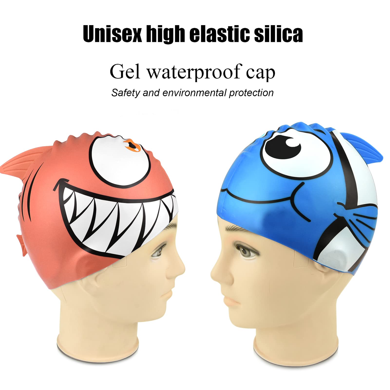 Lot De 2 Bonnets De Bain Imperméables SIVENKE Pour Enfants 2 à 8 Ans - Silicone Doux