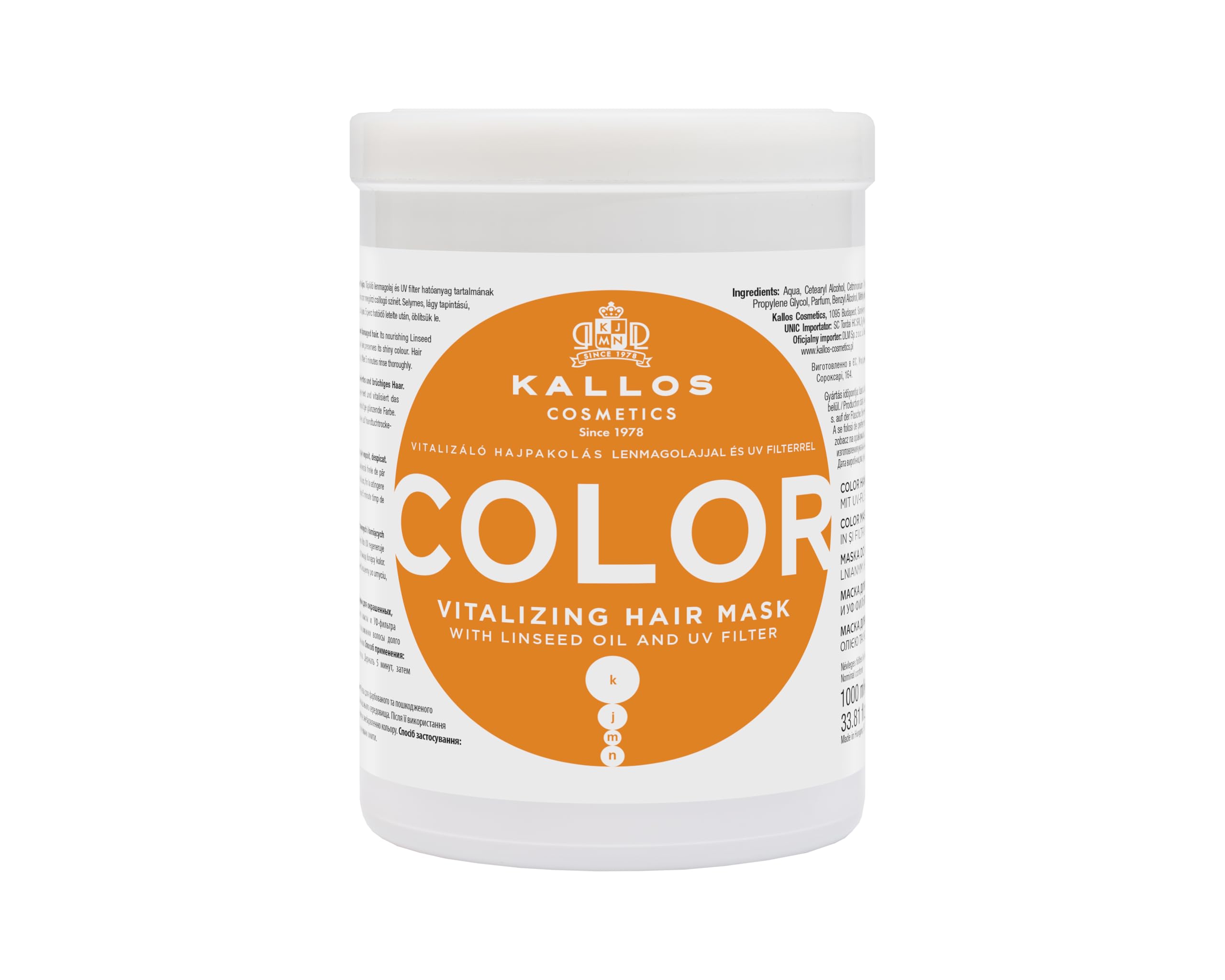 KJMN Color Vitalizing Hair Mask with linseed oil and UV filter for color treated and damaged hair 1000 ml - 33,81 Fl Oz