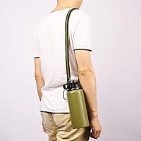 Vista 7 de Wongeto - Porta Mango de Cuerda Paracord con Correa de Hombro, Compatible con Botellas de Agua de Boca Ancha Hydro Flask