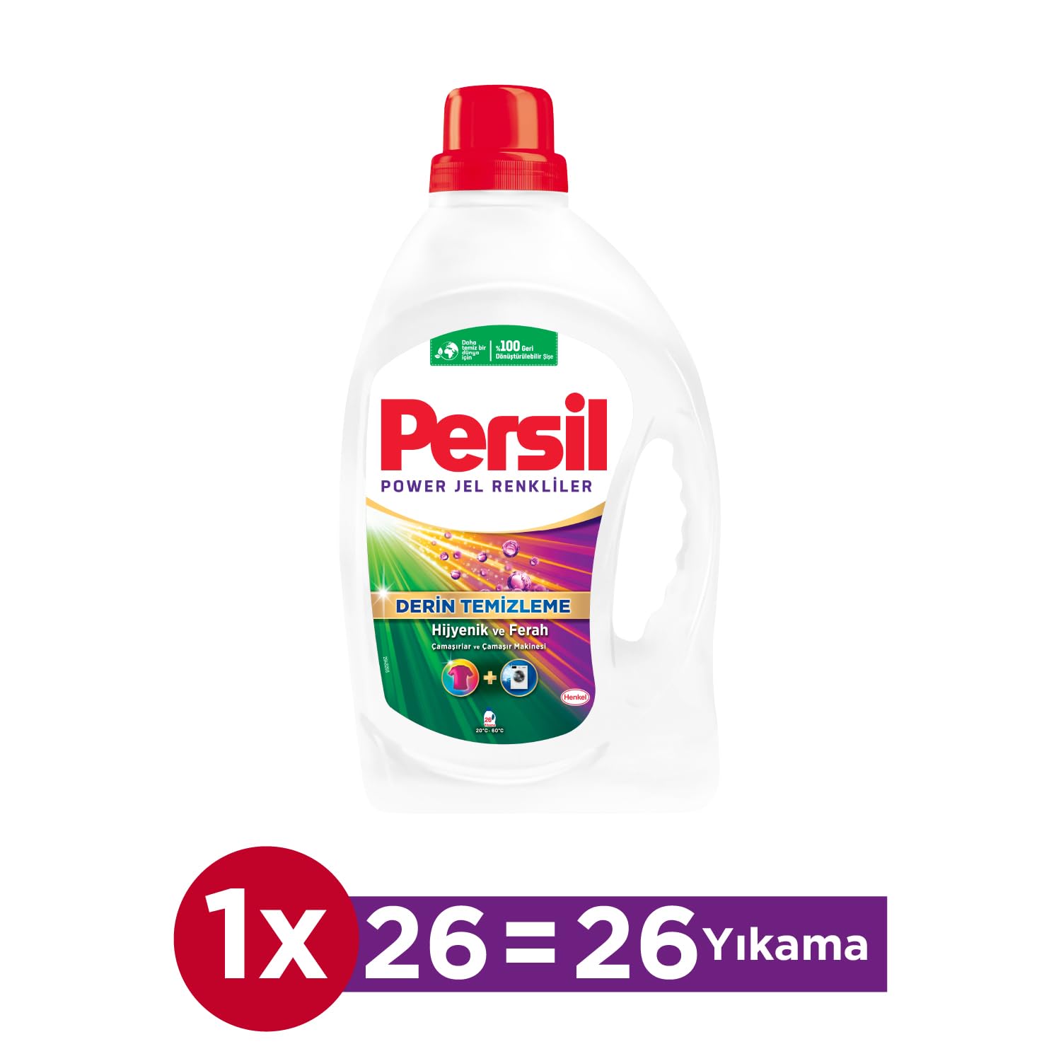 Persil Power Jel Color Derin Temizleme Plus 26 Yıkama Renkliler için Sıvı Çamaşır Deterjanı (1 x 1690 ml)