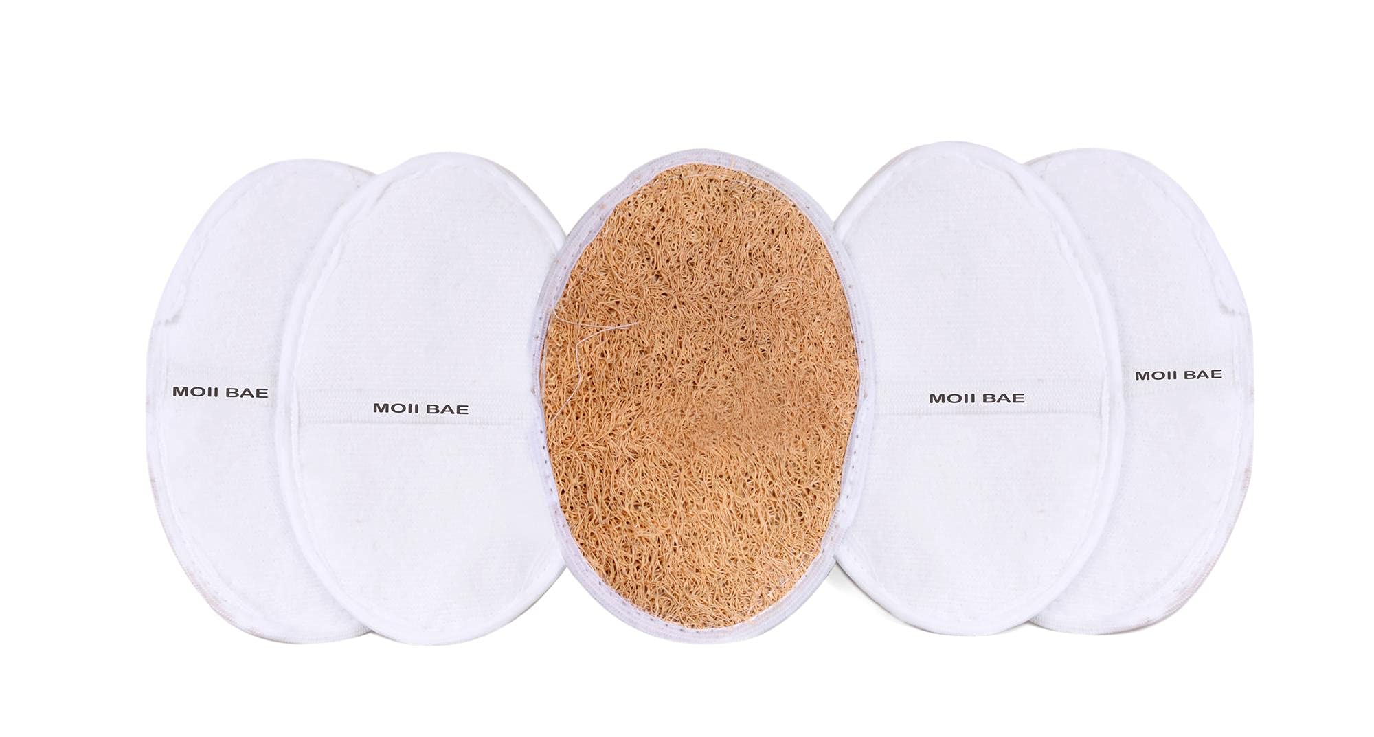 Moii bae Natural Body Loofah (Scrubber) for Bathing | Organic Loofah with Handle | Vegan Shower Sponge for Women, Men and Kids (Set of 5)