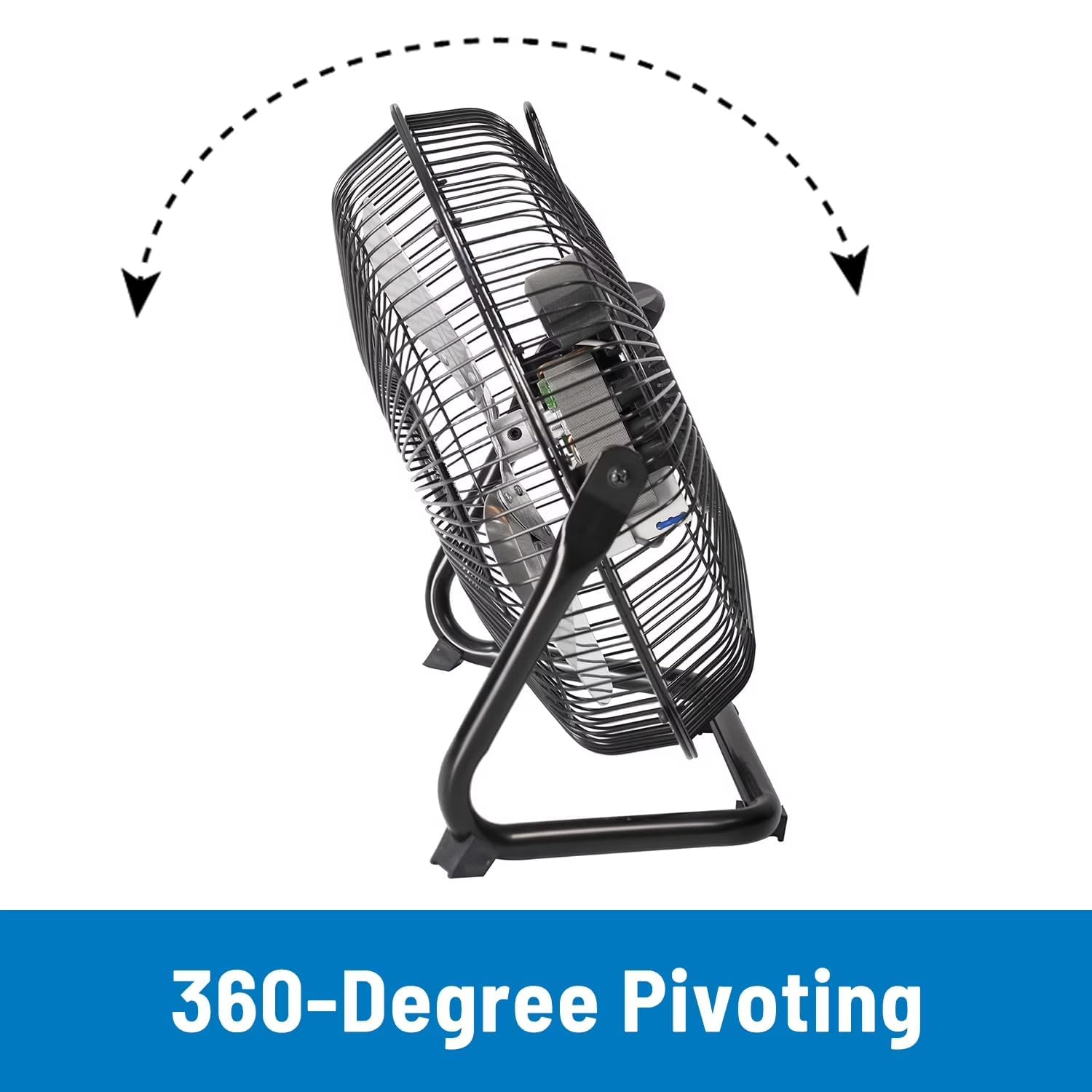 Ventilador de piso de alta velocidad, metal de 9 pulgadas, montaje en pared, portátil, 3 ajustes de velocidad, cabezal inclinable, flujo de aire de 770 CFM para uso doméstico u oficina