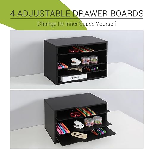 Miniatura 6 de Clasificador de archivos de escritorio con 4 estantes ajustables para el hogar y la oficina, organizador de bandeja de papel para cartas, soporte de