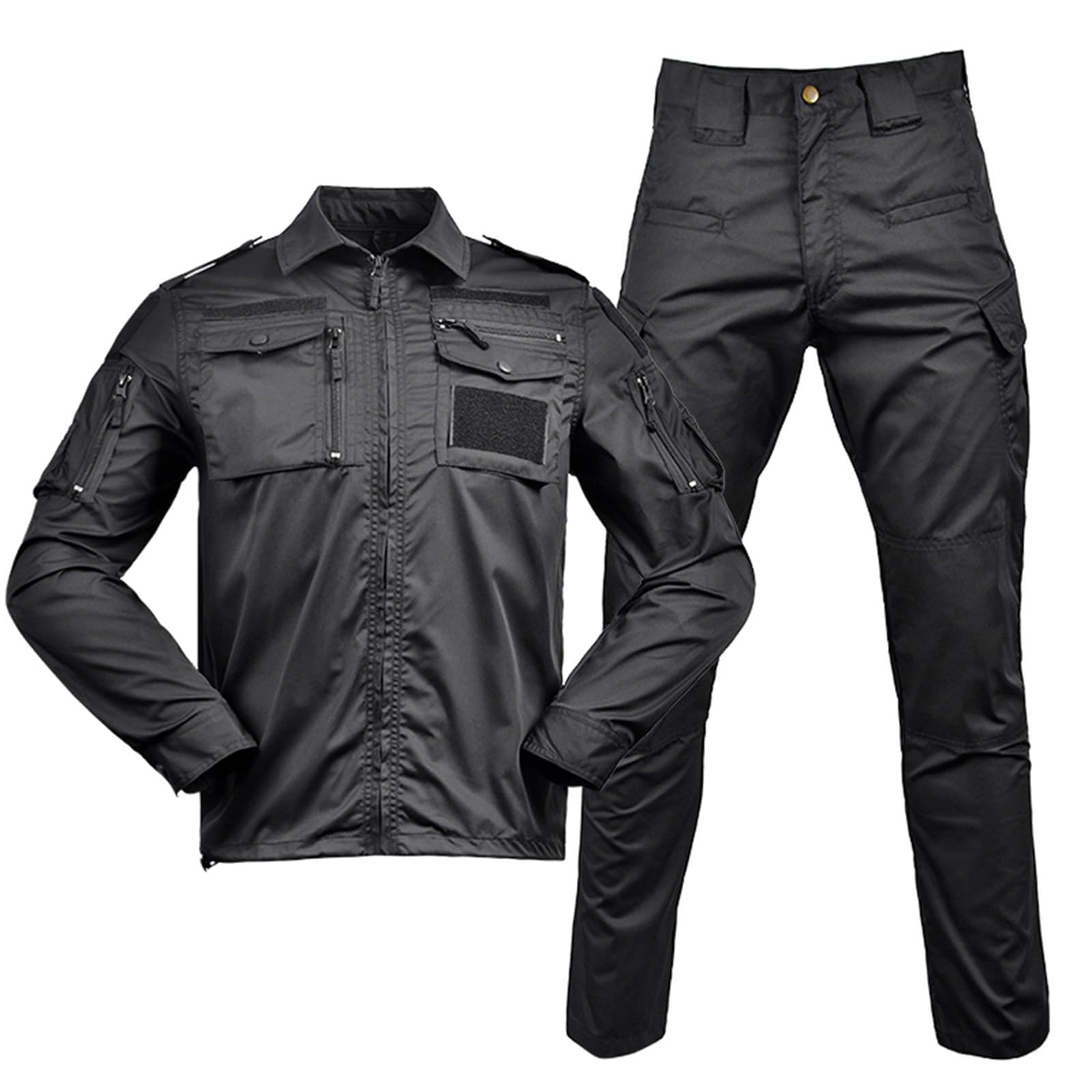 Duohropke Tactical Shirt Military Shirt and Trousers Airsoft Men's Long Sleeve BDU Combat Camouflage Camo Combat T-Shirt for Tactical Paintball Uniform Army, black, S โ image 1