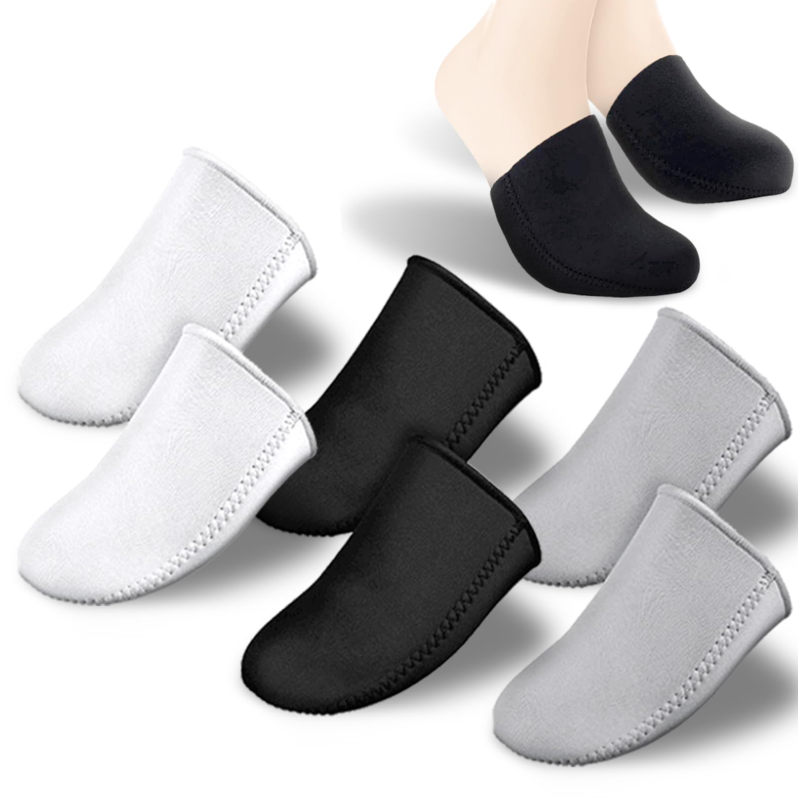 YERGOFE Neoprene Toe Warmers Slipper Socks - 3 Pairs Neoprene Toes Socks, Assorted Colors, for Women Men Kids Adults