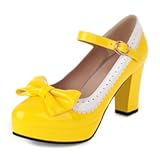Mary Jane Heels for Women Bow Lolita Platform High Heels Kawaii Shoes Dress Round Toe Pumps