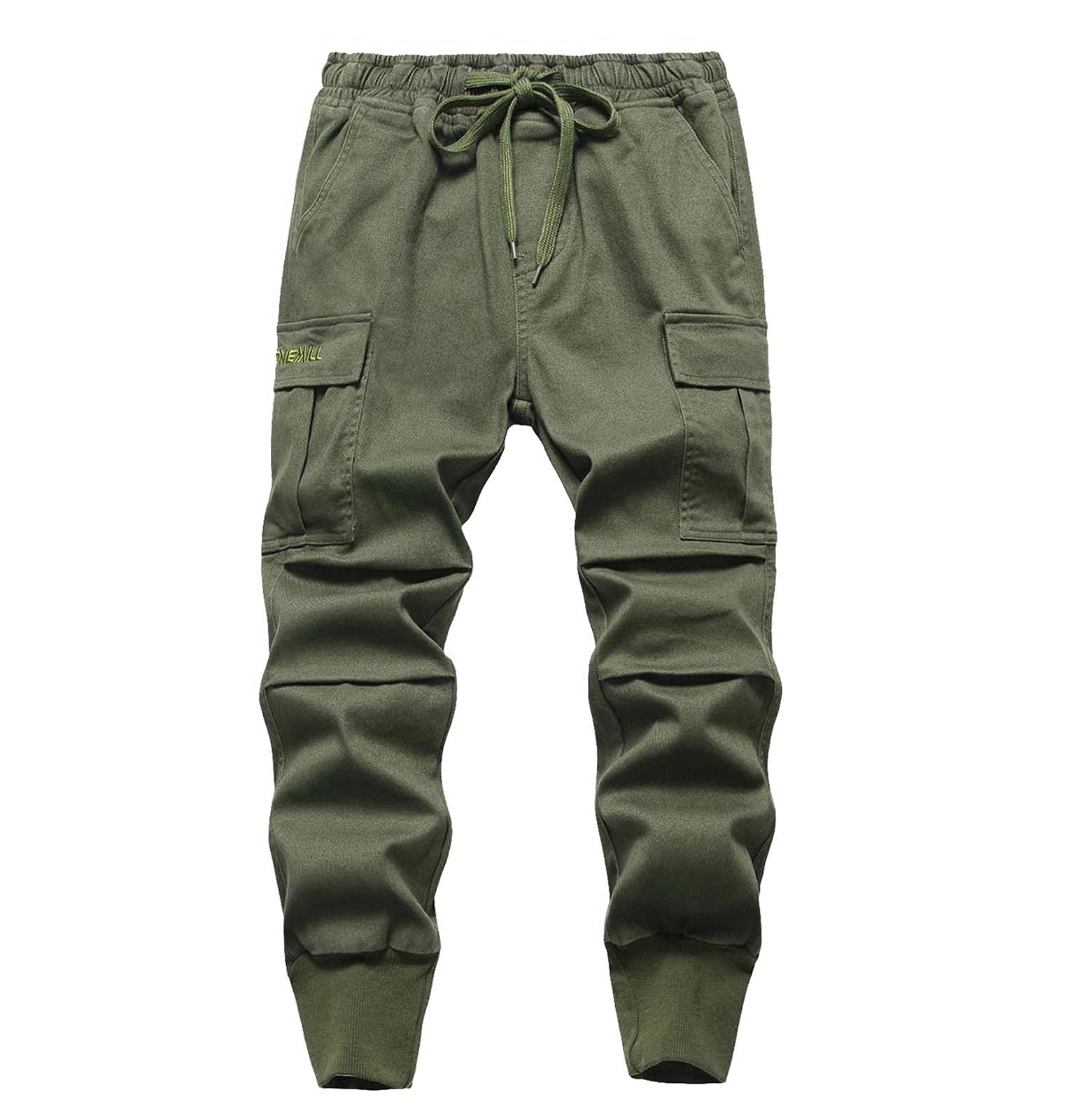 TLAENSON Boys Joggers Cargo Pants for Kids Drawstring Elastic Waist Cotton Twill Jogging School Pant
