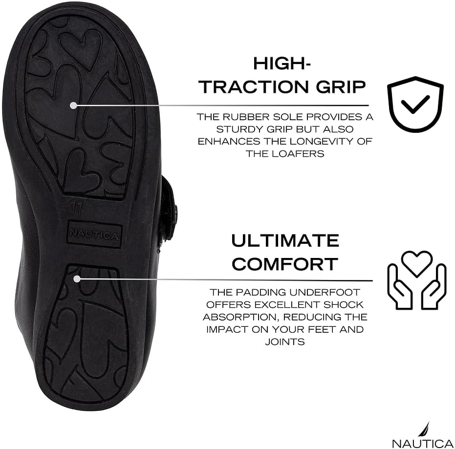 Nautica Girls' Dress Slip On Ballerina Flats – Mary Jane Ballet Fashion Shoes for Toddlers, Little Kids, and Big Kids – Lightweight & Comfortable
