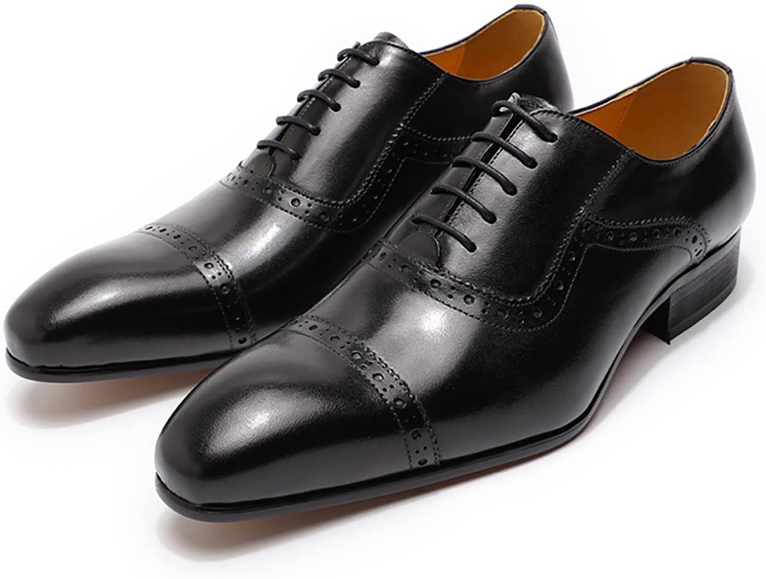 GenericMens Dress Shoes Leather Lace-Ups Business Casual Wingtip Classic Brogue Formal Oxfords Wedding Party Derby Shoes for Men,Black-45