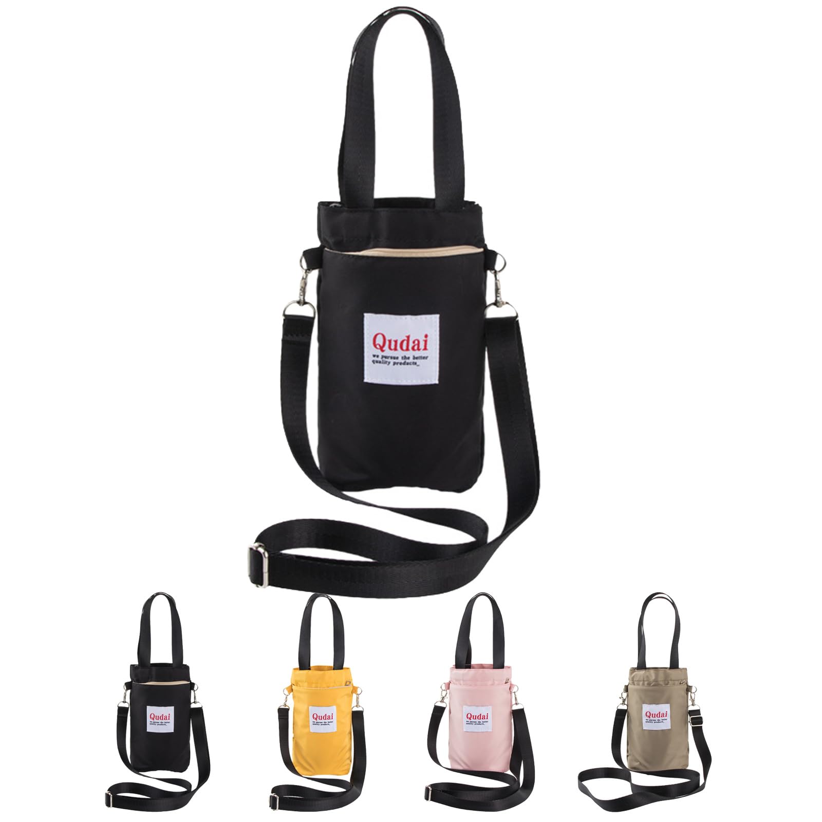 dfgsxifc Qudai Bottle Bags, Large Size Crossbody Portable Hand-Held Water Cup Buggy Bag, Water Cup Crossbody Bag (Black)