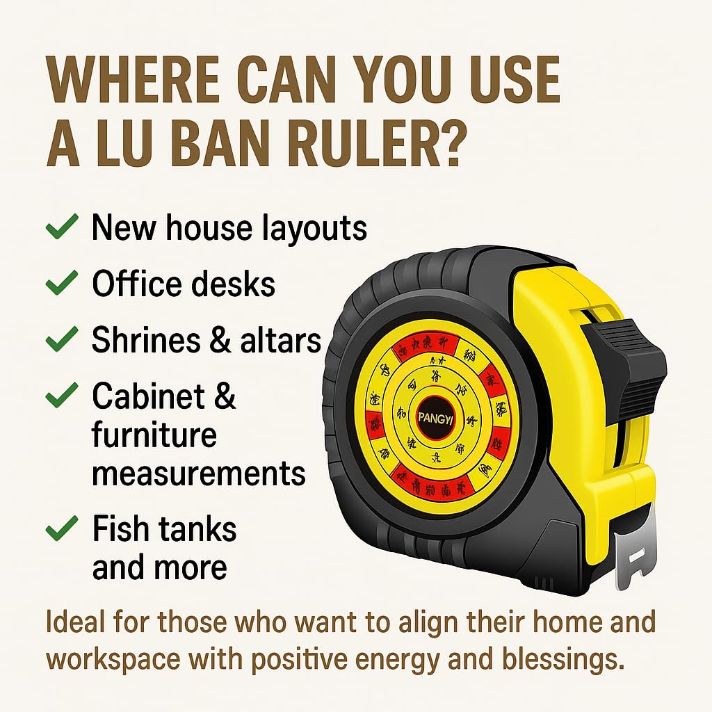 16-Foot Lu Ban Ruler – Traditional Chinese Feng Shui Measuring Tool for Auspicious Dimensions | Ideal for Furniture, Doors, Altars, Cabinets & More | Attract Luck, Wealth & Harmony