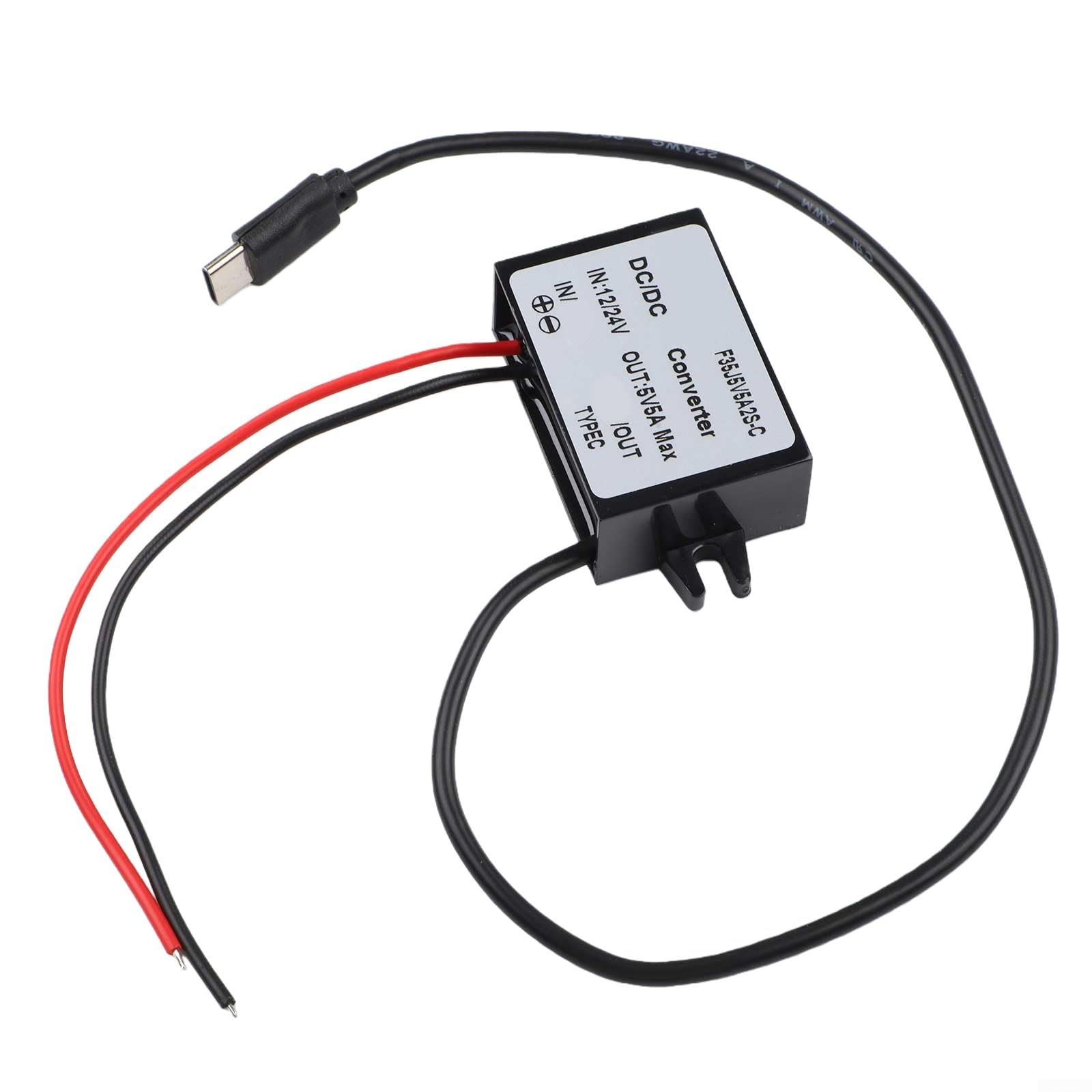 12V/24V to 5V USB-C 25W DC-DC Step-Down Converter Module, 5A Max Output with IP68 Waterproof, for Car for DASH Cam, GPS, and Phone Charging