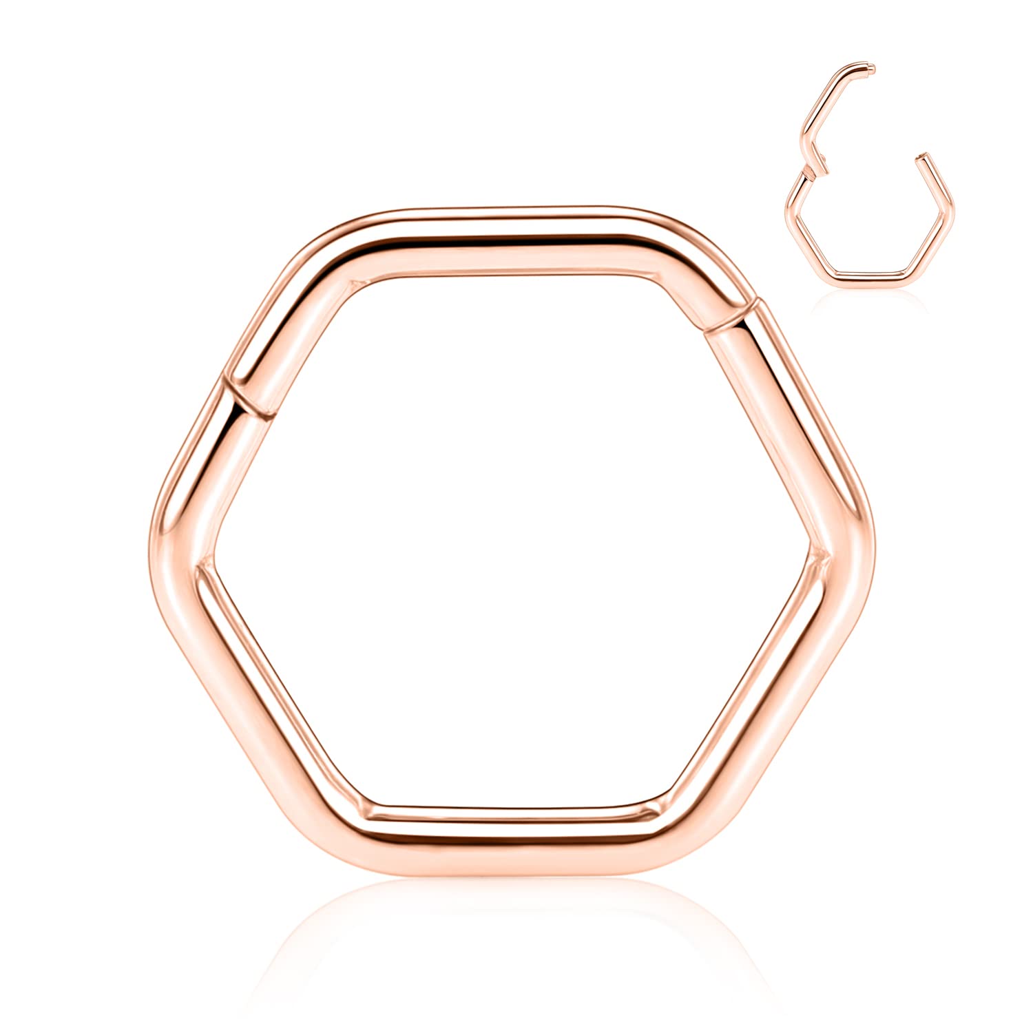 GAGABODY Daith Earring 316L Surgical Steel Septum Jewelry 16 Gauge Hoop Earring Hexagon Shape Hinged Nose Rings 8-10mm Conch Helix Tragus Rook