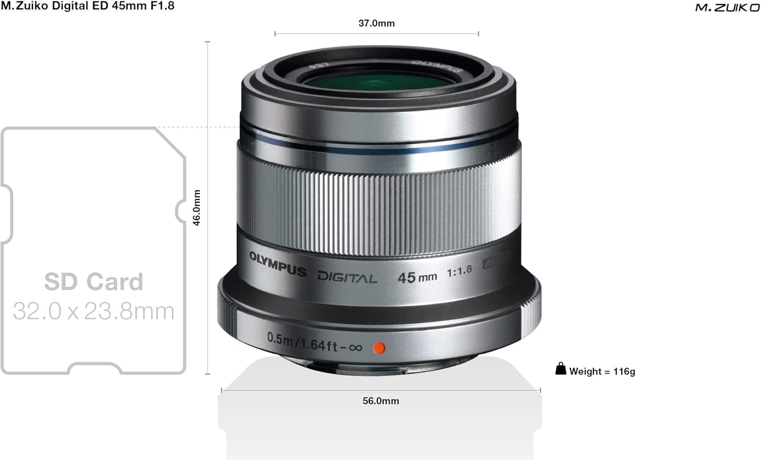 Olympus M. Zuiko Digital ED 45mm f1.8 (Silver) Lens for Olympus