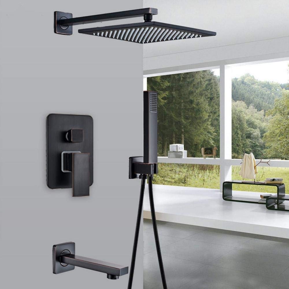 SBCGFY Bathroom Faucet Black Bronze Rain Shower Bath Faucet Wall Mounted Bathtub Shower Mixer Tap Bathroom Shower Faucet Shower Set