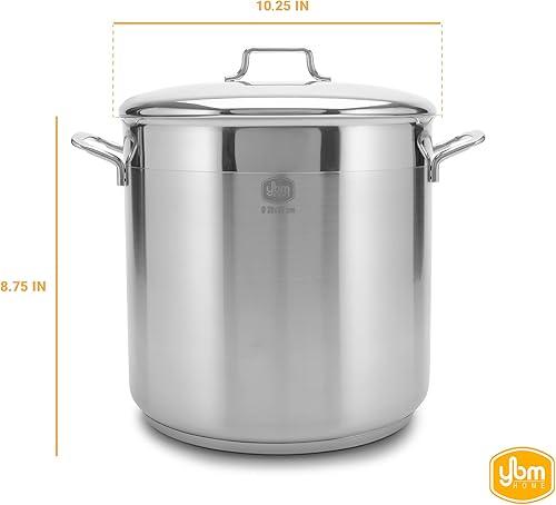 Miniatura 5 de YBM Home Professional Chef's - Base de cápsula de tres capas cubierta de acero inoxidable 1810 con mango de baquelita, excelente espejo plateado,