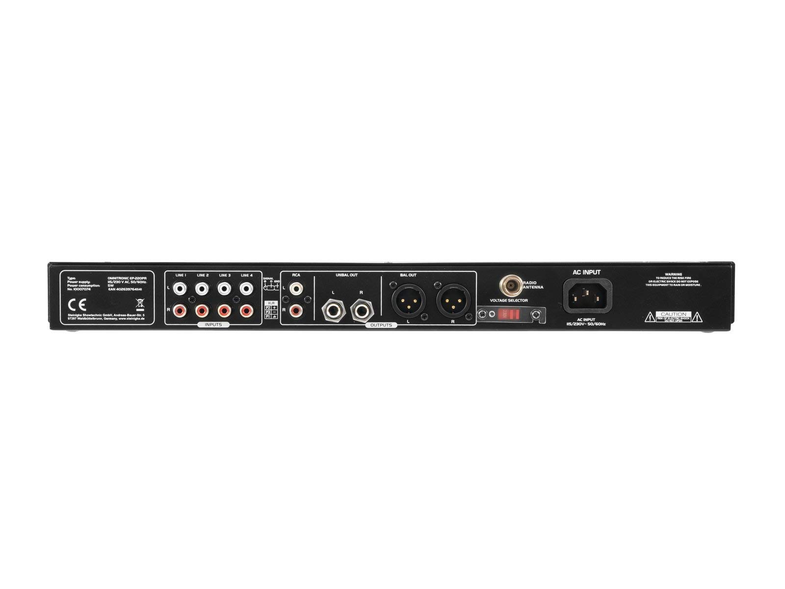 OMNITRONIC EP-220PR Vorverstärker mit MP3-Player, Bluetooth und FM-Radio