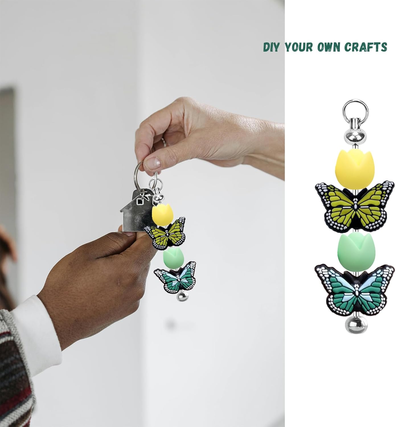 20 Pcs Beadable Keychain Bars, Blank Beadable Keychains, Beadable Keychain Making Kit, Silver Beaded Keychain Bars for DIY Projects Crafts Pendant Charms Supplies - Image 4