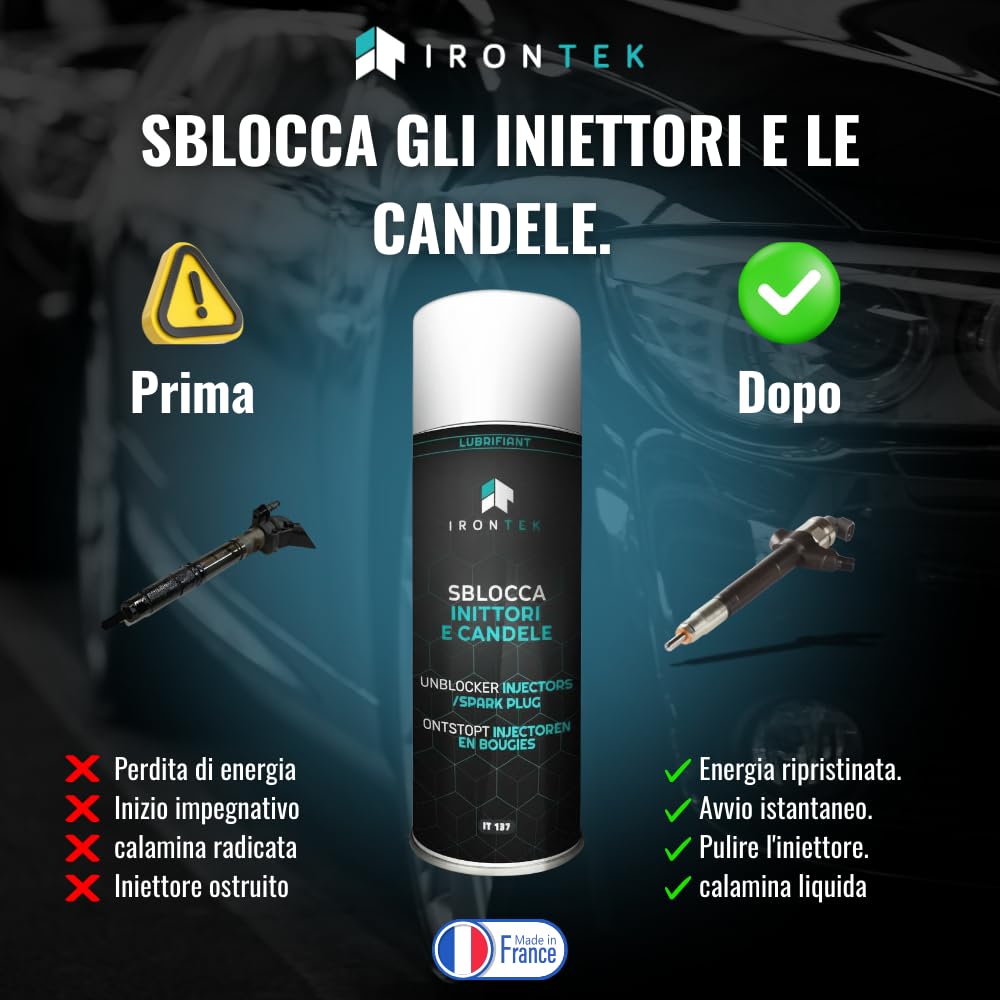 Inyector y vela de 500 ml - IRONTEK | IT137 | Disuelto Calamina | Fórmula Pro Espuma Penetrante | Acción Rápida Pro