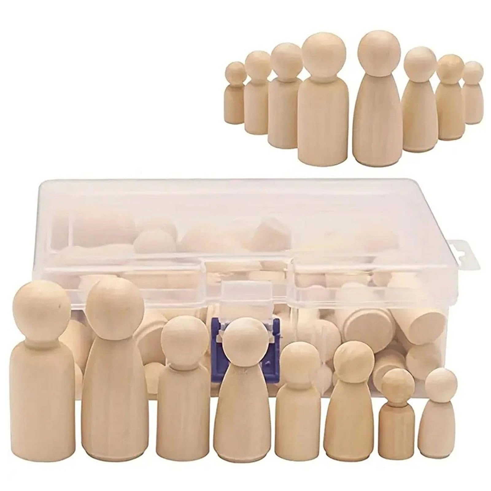 Muñecas de Madera Peg 50 Uds. De muñecos con clavija de madera sin terminar, figuras personas for manualidades, pintura, juego, decoración fiesta en casa