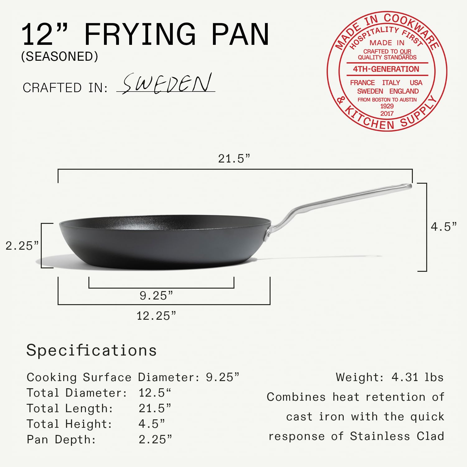 Amazon | Made in Cookware - 味付けされた12インチの炭素鋼フライパン