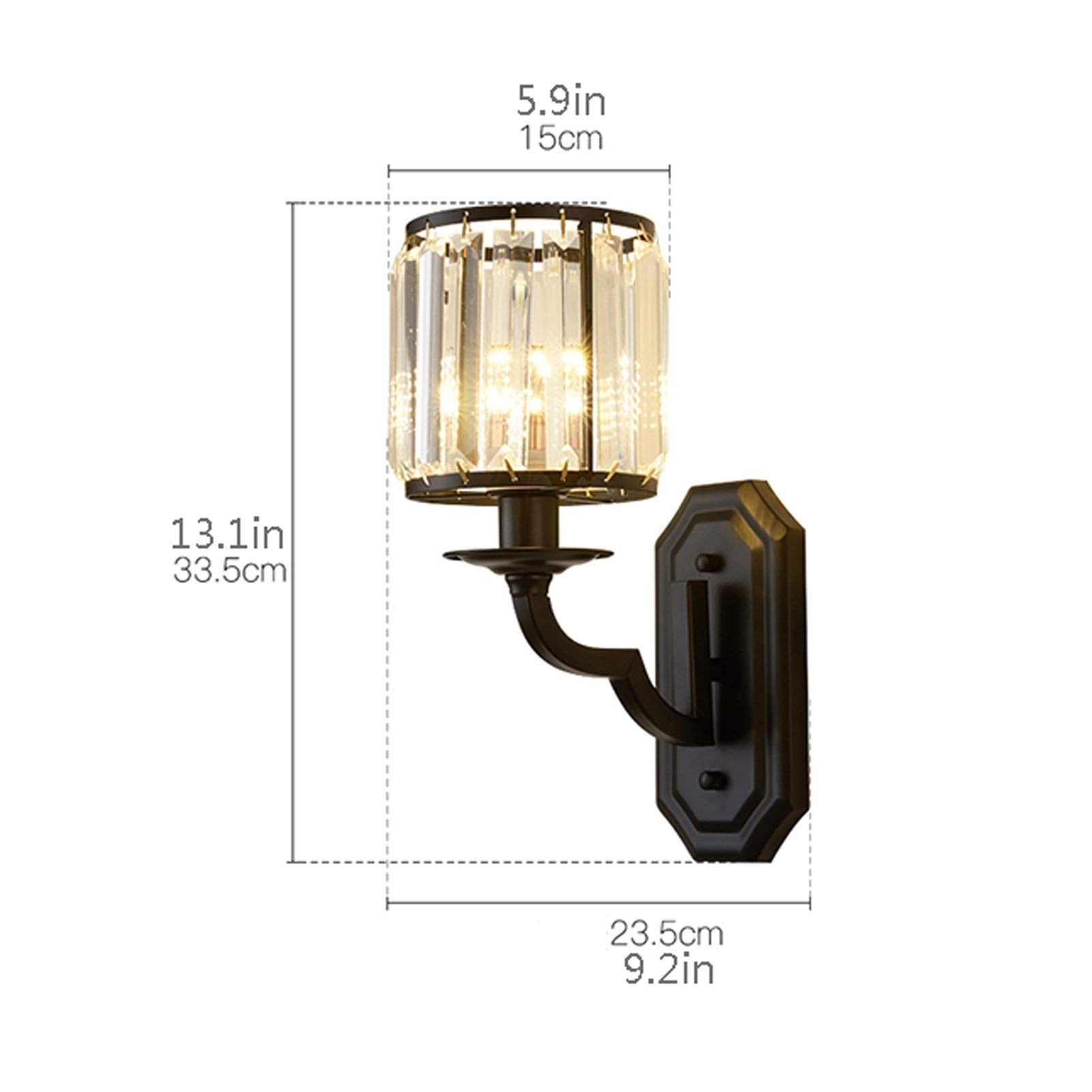 lampa ścienna Nowoczesna Kryształowa Lampa Ścienna Kreatywna sypialnia Lampka nocna E14 Holder Matt Czarny Oświetlenie wewnętrzne do schodów Lokalowy Lokalizacja Aisle, 13.1 "H kinkiet