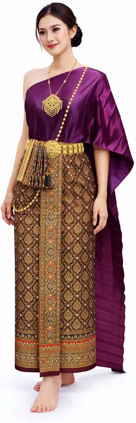 SIAM REGAL Thai Wedding Outfit 2 Piece Set Sash & Sarong Dance Costume Attire Dress Ladies