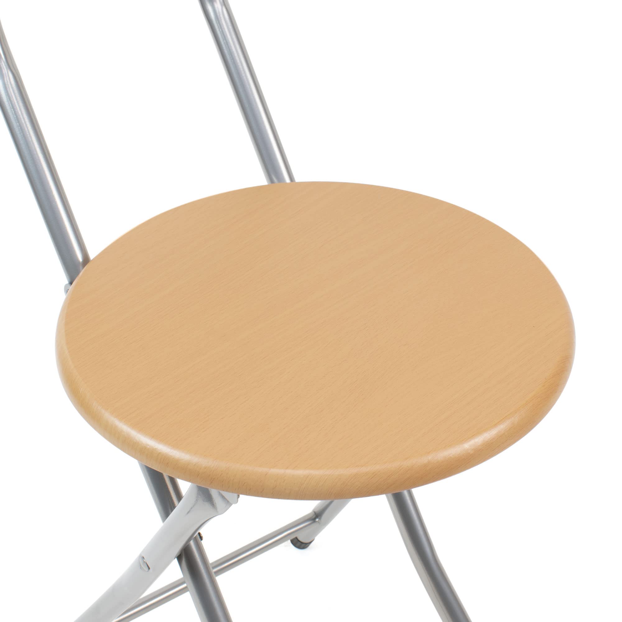 thesecrethome.es - Set de 6 Sillas Plegables de Cocina - Asiento Plegable de Metal y Madera - Silla Apta para Interior y Exterior - Alto. 74 cm x Diámetro. Ø30 cm