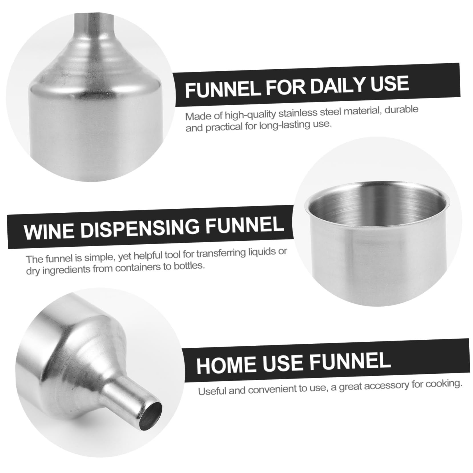 MAGICLULU 3 Set Di Imbuti Per Conserve in Acciaio Inox Utensili Essenziali Da Cucina Dispenser Per E Vino Pulizia Rapida Lavabile in Lavastoviglie 5 Pezzi*3