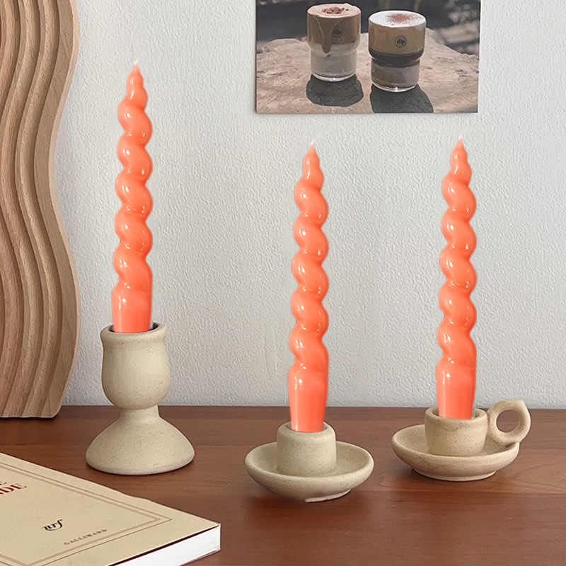 Miniatura 4 de Vela cónica en espiral, velas trenzadas, sin humo, velas cónicas de otoño, velas cortas sin perfume para relajación, ambiente y ocasiones especiales