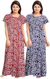 posh perfection Women's Cotton Printed Maxi Nightgown Nighty for Women Ankle Length Night Dress - Pack of 2, Free Size (NG2)-picture-25