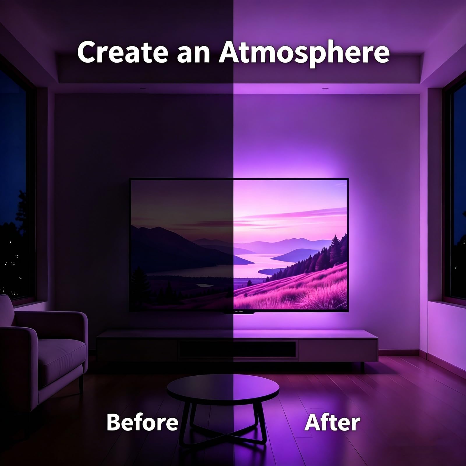 MORIACC TV LED Lichter 4.0 m, LED Lichter für TV 32-55 Zoll TV LED Hintergrundbeleuchtung Musik Sync mit TV, RGB LED Streifen Lichter für TV mit Fernbedienung APP Steuerung, USB TV Lichter hinter