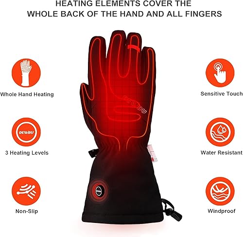 Miniatura 2 de DEWBU Heated Gloves with Battery Pack, Rechargeable Electric Gloves for Women and Men, Waterproof Heated Work Gloves