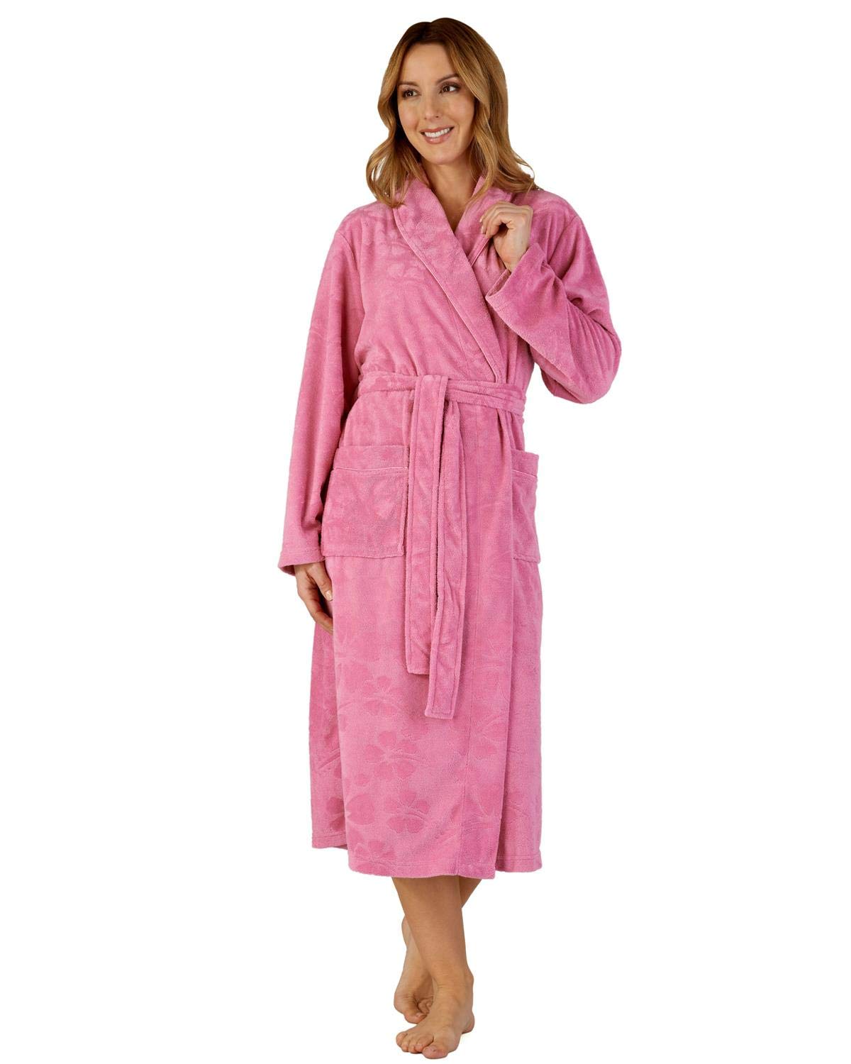 Slenderella Floral Embossed Dressing Gown - Pink S Pink