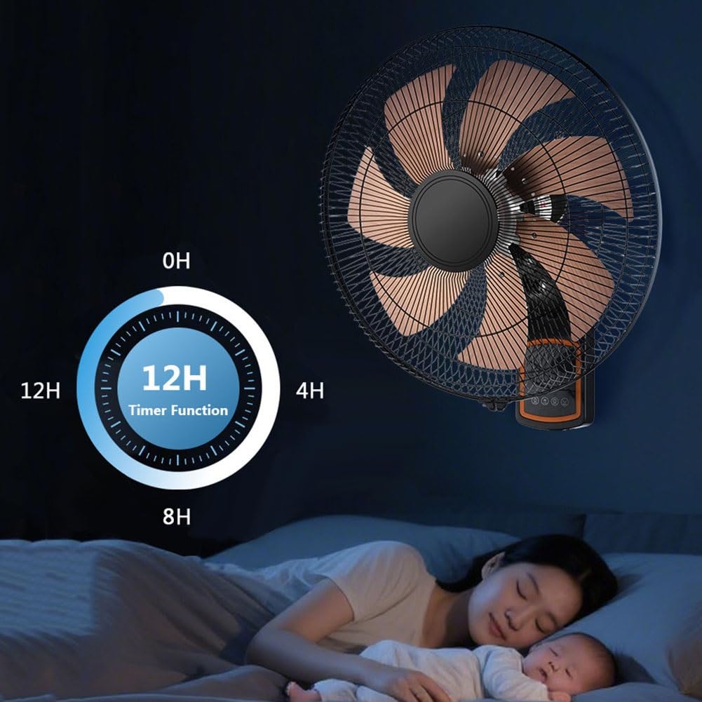 Ventilatore da Parete Oscillante da 50cm con Telecomando e Timer 12h | Ventilatore con 3 Velocità, Pale in Alluminio, Pannello Comandi per Casa Camera Letto e Garage