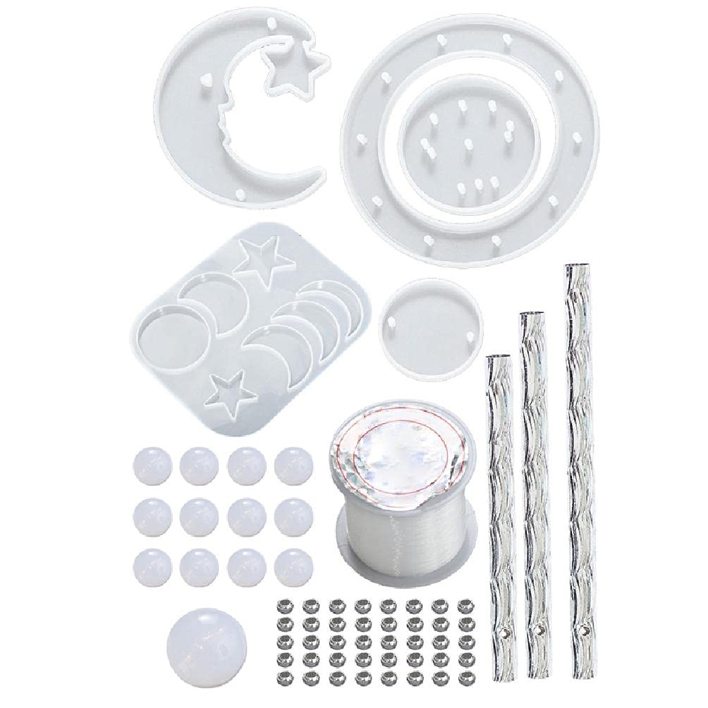 chengzui Crystal Epoxy DIY Mold Wind Chime Material Kit Hummingbird Sun Star Moon Butterfly Dragonfly Fairy Fantasy Ornaments Mold Sets for Resin Casting