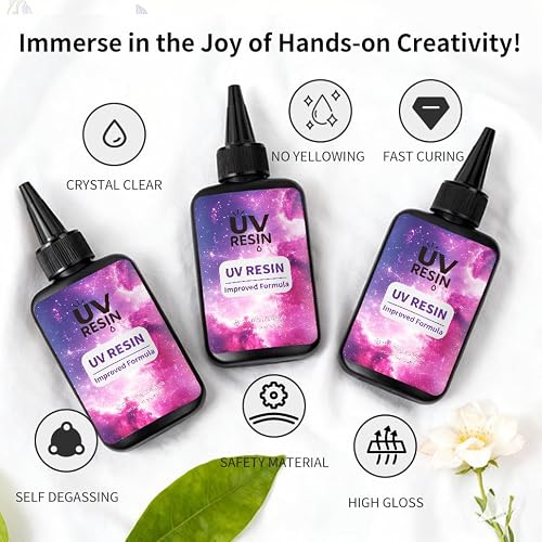 Brand UV Resin, Crystal UV Resin, Clear Hard UV Epoxy Resin, Upgraded Formula, Fast Curing, Low Odor Transparent Glue for Jewelry Making, Craft Decoration, Keychain Making (100g) — view 2